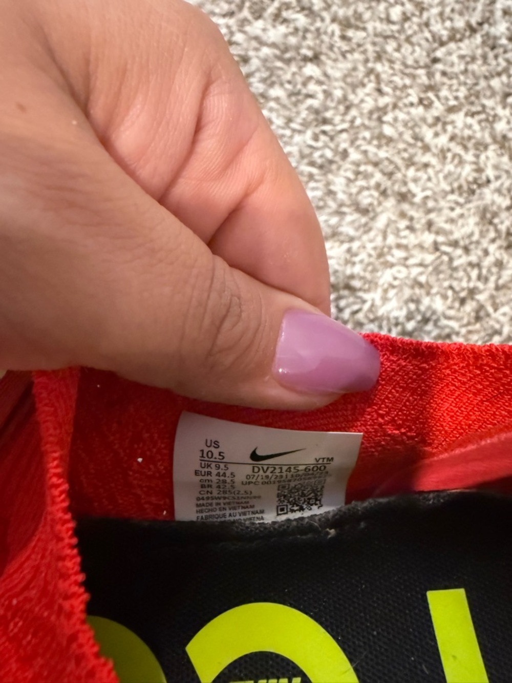 Nike Red Knit Slip-On Sneakers with Yellow Insole Accent - Picture 2 of 2
